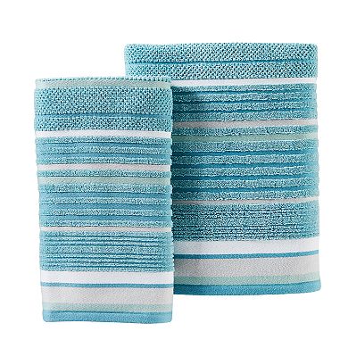 Saturday Knight, Ltd. 2-Piece Seabrook Stripe Fringe Hand Towels