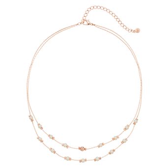LC Lauren Conrad Multi Strand Rose Gold Tone Faux Pearl Necklace
