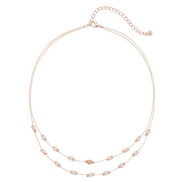 Jesi Madison Collection Chromatic Pearl & Rhinestone Pendant Necklace & Earring Set White