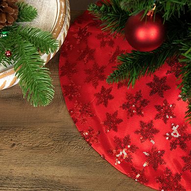 Northlight Seasonal 20-in. Red Sequin Snowflake Christmas Tree Skirt