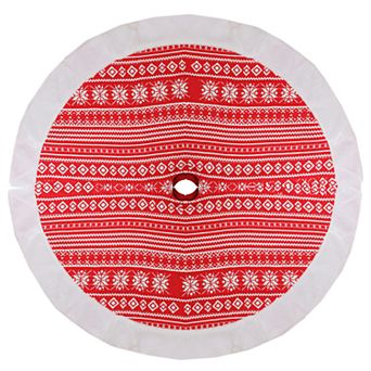 Northlight Seasonal 48 in Faux-Fur Knit Fairisle Christmas Tree Skirt