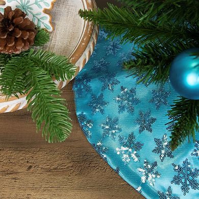 Northlight Seasonal 20-in. Blue Sequin Snowflake Christmas Tree Skirt