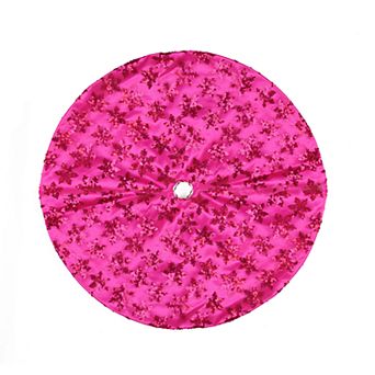 Northlight Seasonal 20 in Pink Sequin Snowflake Christmas Tree Skirt