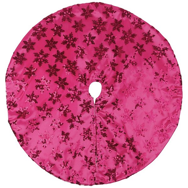 Northlight Seasonal 20in. Pink Sequin Snowflake Christmas Tree Skirt