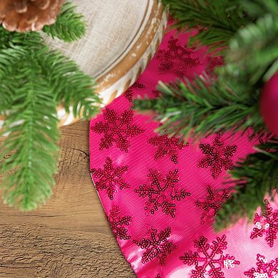 Northlight Seasonal 20-in. Pink Sequin Snowflake Christmas Tree Skirt