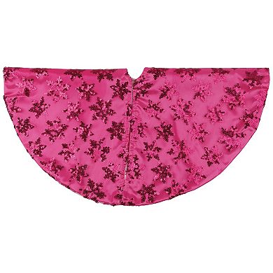 Northlight Seasonal 20-in. Pink Sequin Snowflake Christmas Tree Skirt