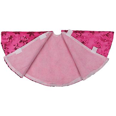 Northlight Seasonal 20-in. Pink Sequin Snowflake Christmas Tree Skirt