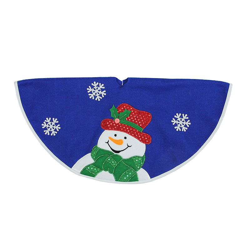 Northlight Seasonal 20-in. Snowman Applique Christmas Tree Skirt, Blue