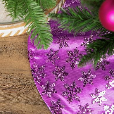 Northlight Seasonal 20-in. Purple Sequin Snowflake Christmas Tree Skirt