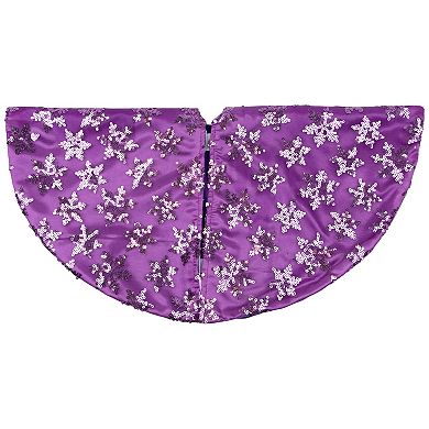 Northlight Seasonal 20-in. Purple Sequin Snowflake Christmas Tree Skirt