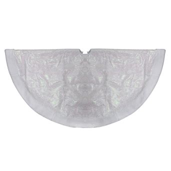 Northlight Seasonal 48 in Faux-Fur Iridescent Snowflake Christmas Tree Skirt