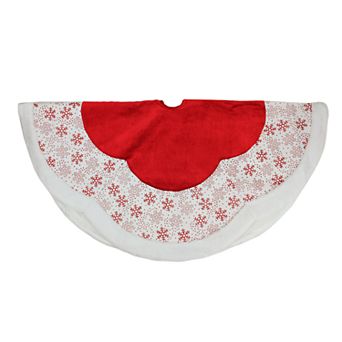 Northlight Seasonal 48 in Faux-Fur Snowflake Christmas Tree Skirt