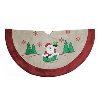 Northlight Seasonal 36 in Burlap Santa Applique Christmas Tree Skirt
