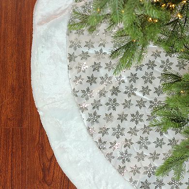 Northlight Seasonal 60-in. Sequin Snowflake Faux-Fur Christmas Tree Skirt 