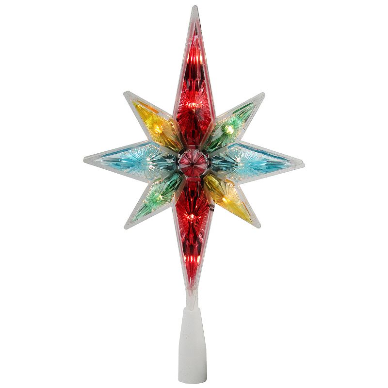 Northlight Seasonal Pre-Lit Colorful Faceted Star Christmas Tree Topper, Mu
