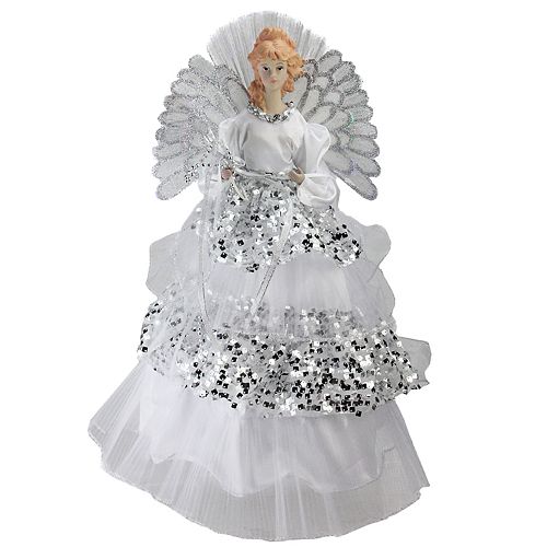 Northlight Seasonal PreLit Fiber Optic Silver Sequin Angel Christmas