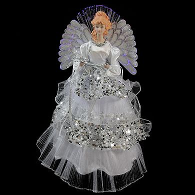 Northlight Seasonal Pre-Lit Fiber Optic Silver Sequin Angel Christmas Tree Topper