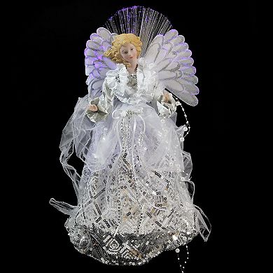 Northlight Seasonal Pre-Lit Fiber Optic Sequin Angel Christmas Tree Topper 