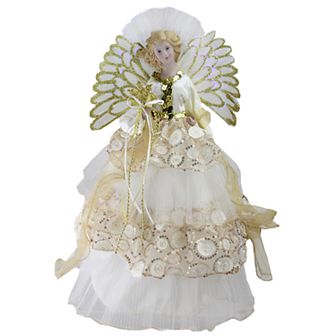 Northlight Seasonal Pre-Lit Fiber Optic Gold Sequin Angel Christmas Tree Topper