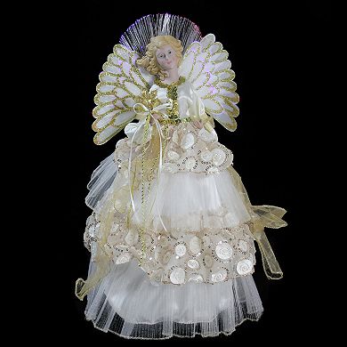 Northlight Seasonal Pre-Lit Fiber Optic Gold Sequin Angel Christmas Tree Topper