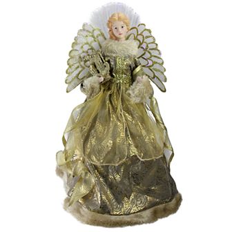 Northlight Seasonal Pre-Lit Fiber Optic Harp & Angel Christmas Tree Topper