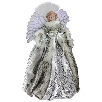 Northlight Seasonal Pre-Lit Fiber Faux-Fur Angel Christmas Tree Topper