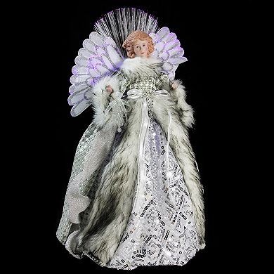 Northlight Seasonal Pre-Lit Fiber Faux-Fur Angel Christmas Tree Topper