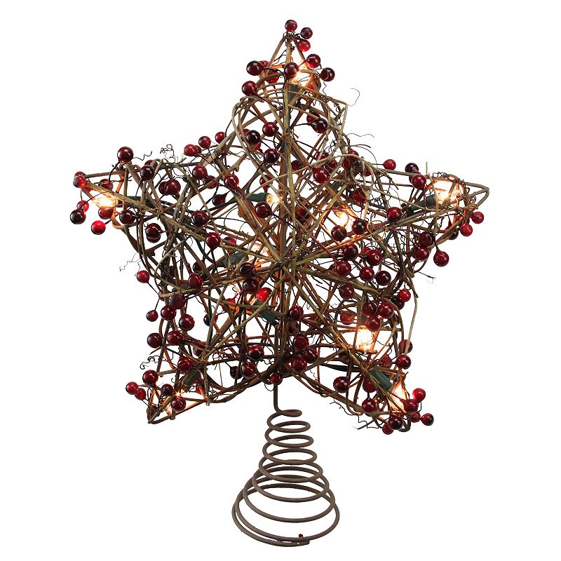 Northlight Seasonal Pre-Lit Rustic Star Christmas Tree Topper, Brown
