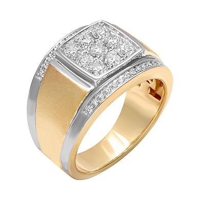 Men's 14k Gold Over Silver Cubic Zirconia Cluster Ring