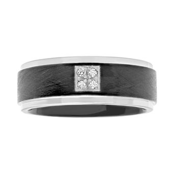 Jewelry Nation Men's Diamond Accent Cobalt Band