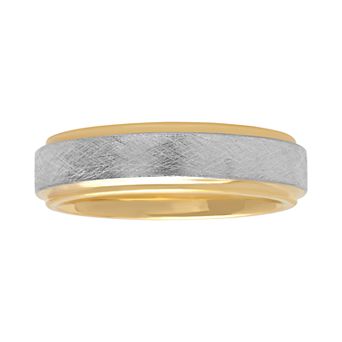 Jewelry Nation Men's Cobalt Yellow Ion Plated Step Edge Band