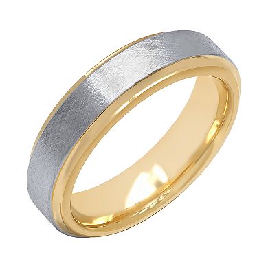 Jewelry Nation Men's Cobalt Yellow Ion Plated Step Edge Band