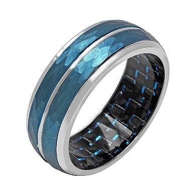 Men's Cobalt Two-Tone Hammered Band
