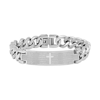 Steel Nation Men's Stainless Steel Cross Bar Bracelet