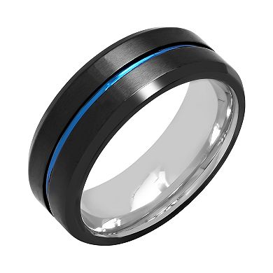 Men's Stainless Steel Black & Blue Ion Plated Band