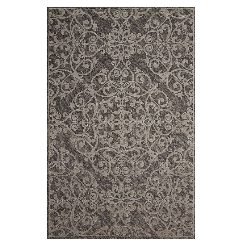 Nourison Damask Anchor Area Rug, Grey, 5X7 Ft