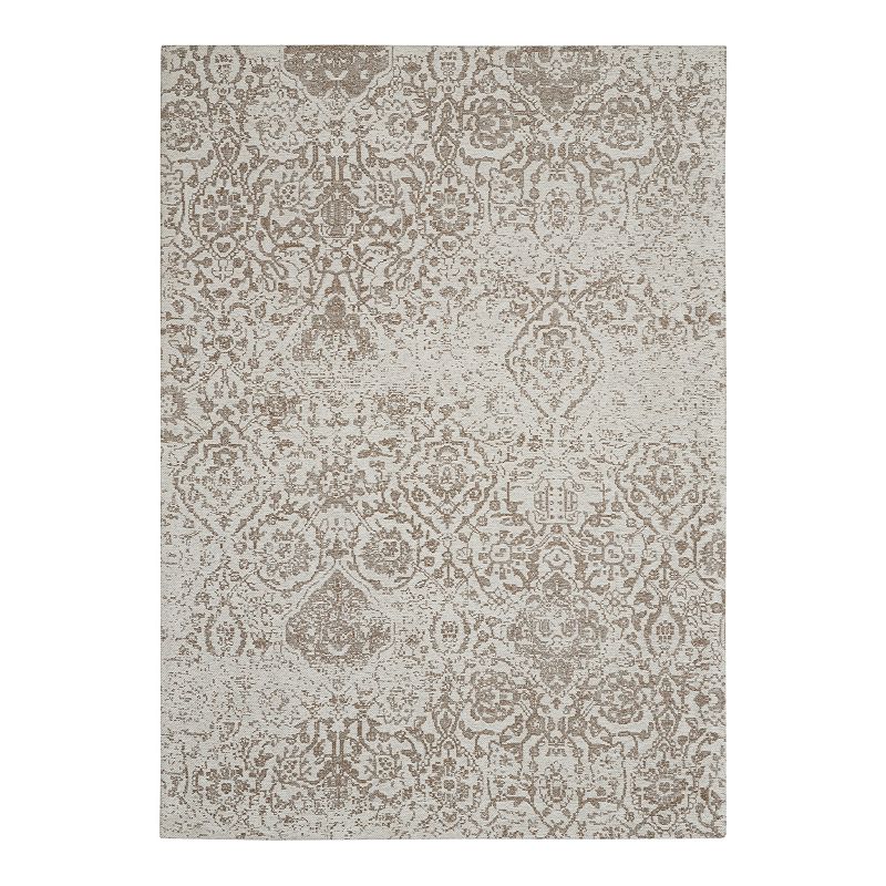 Nourison Damask Vintage Area Rug, White, 5X7 Ft