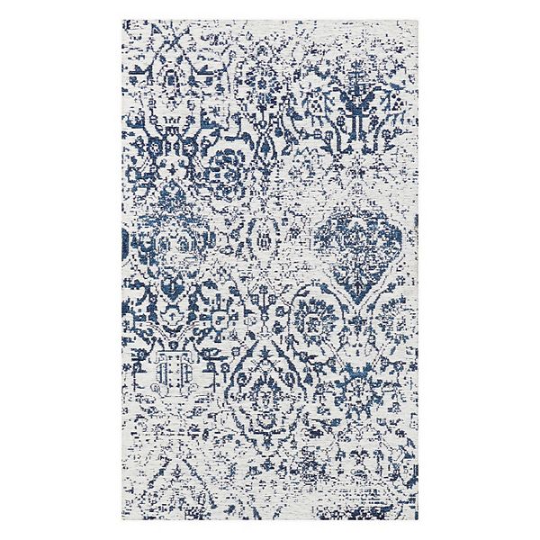 Nourison Damask Vintage Area Rug Ivory Navy (9X12 FT) Deal BrickSeek