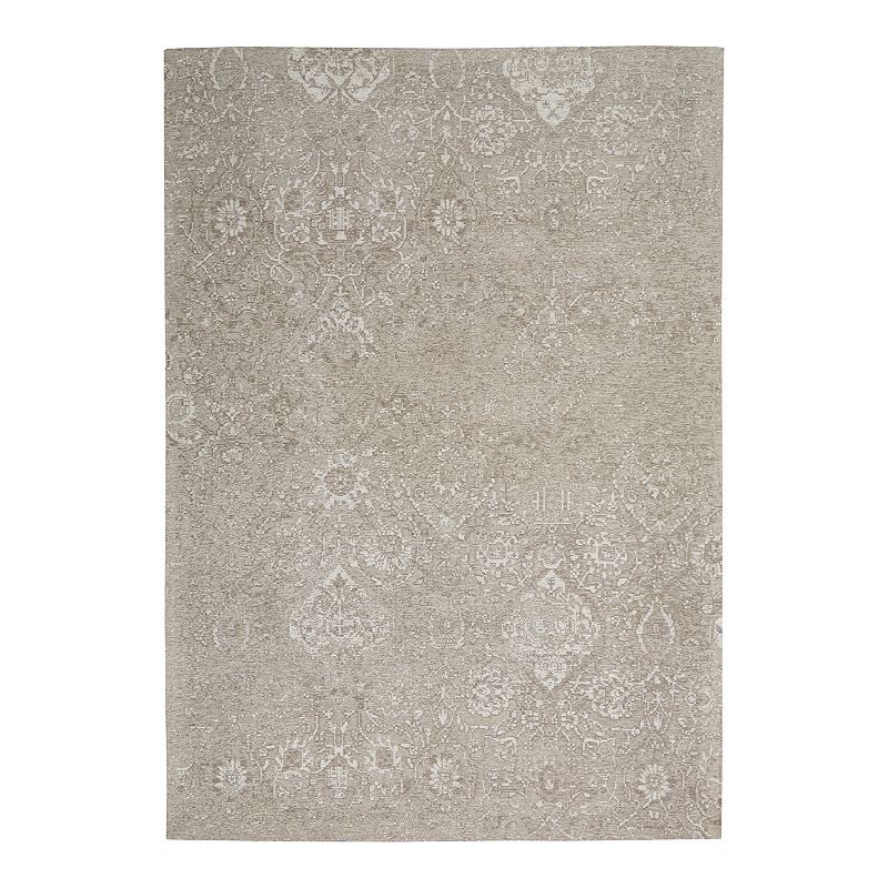 Nourison Damask Vintage Area Rug, Light Grey, 9X12 Ft