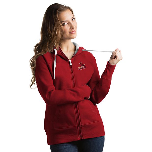 Antigua Women's St. Louis Cardinals Black Victory Hooded Pullover