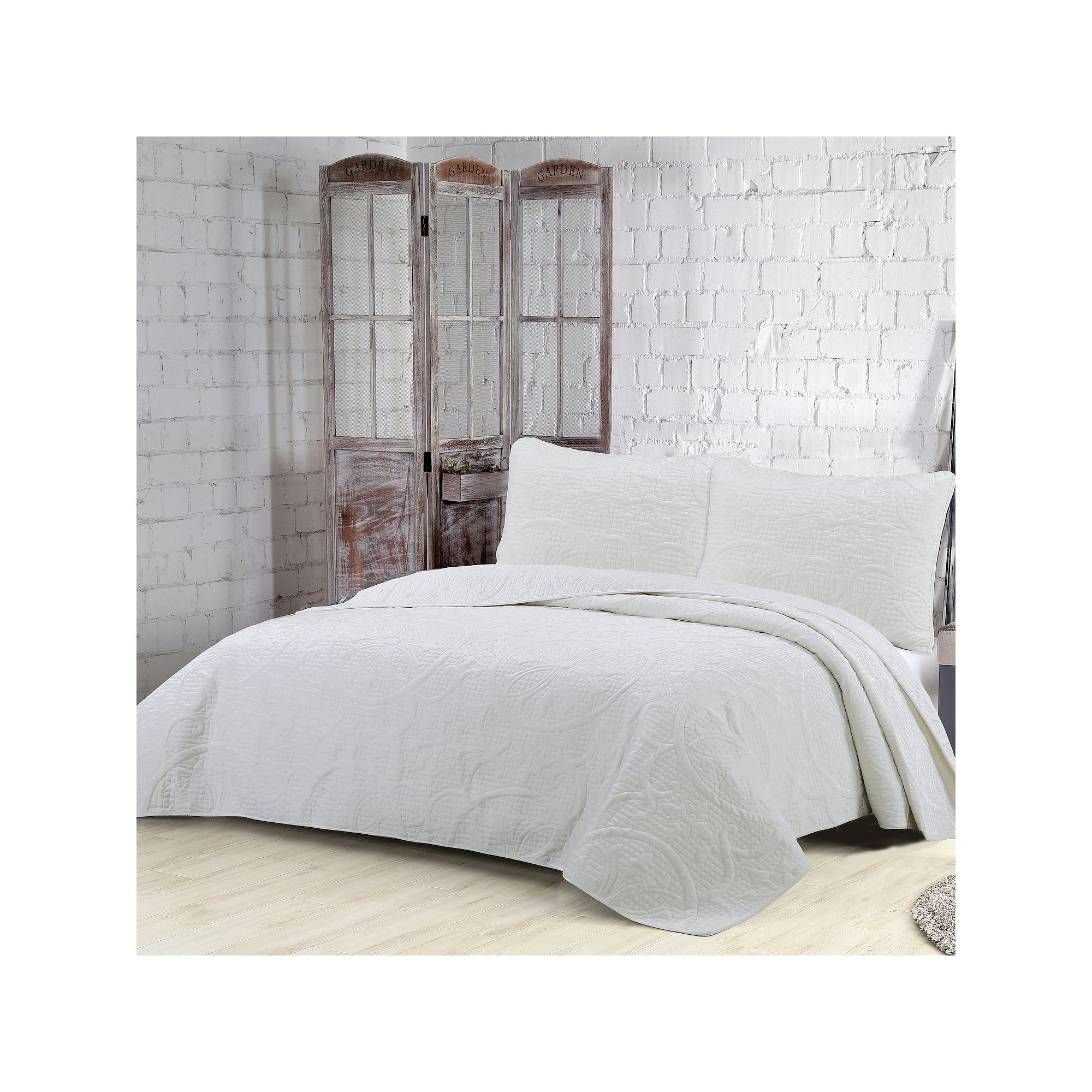 Estate Collection Joanna Velvet Quilt Set, Ivory