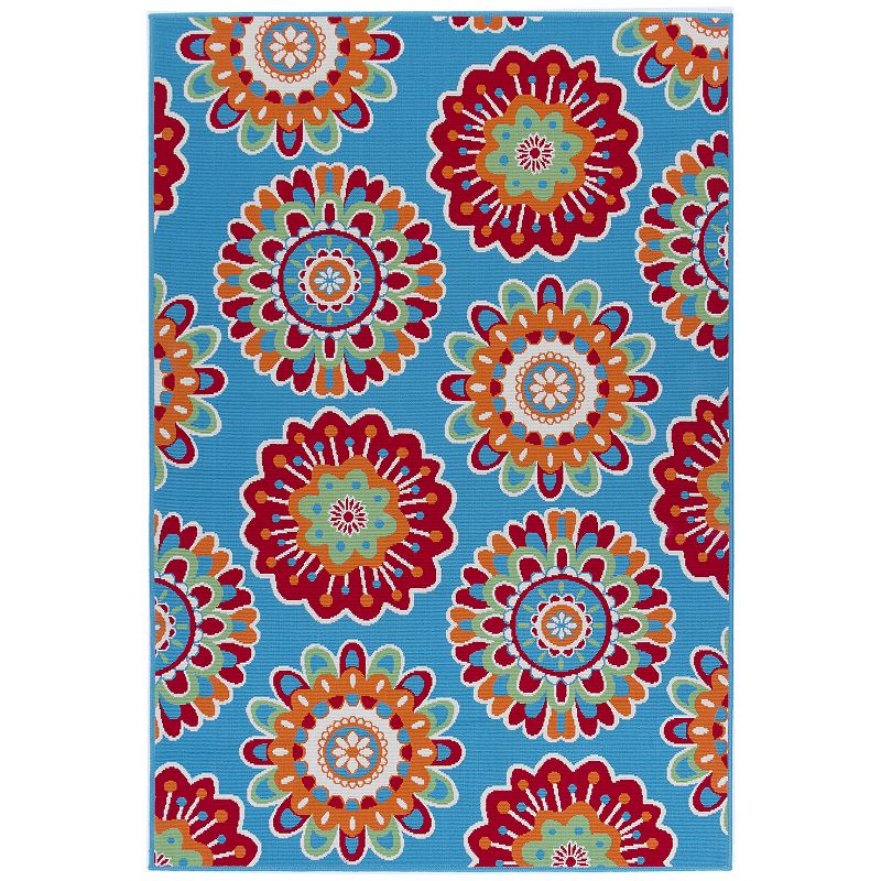 SONOMA Goods for Life Floral Medallion Indoor Outdoor Rug, Blue, 2X3 Ft