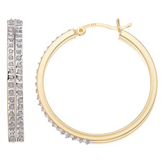 Diamond Mytique Sterling Silver Diamond Accent DoubleHoop Earrings