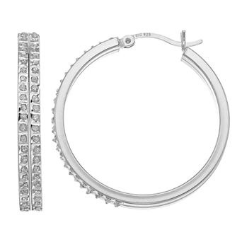Diamond Mytique Sterling Silver Diamond Accent DoubleHoop Earrings