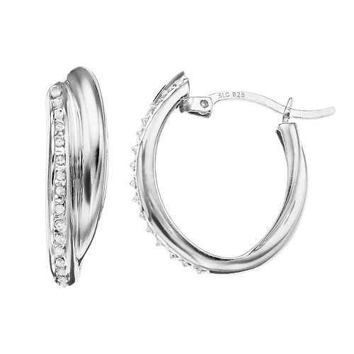 Diamond Mystique Sterling Silver Diamond Accent Double Oval Hoop Earrings