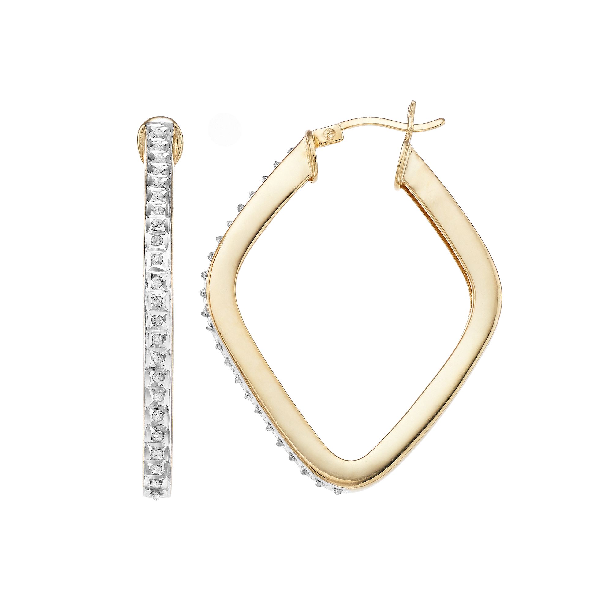 Diamond Mystique Sterling Silver Diamond Accent Geometric Hoop Earrings, Wo