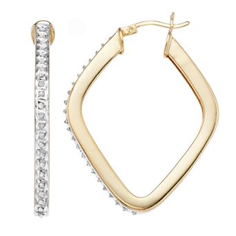 Diamond Mystique Sterling Silver Diamond Accent Geometric Hoop Earrings