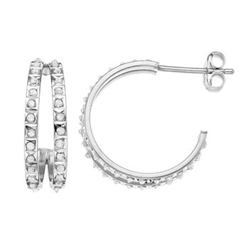 Diamond Mystique Sterling Silver Diamond Accent Double C Hoop Earrings