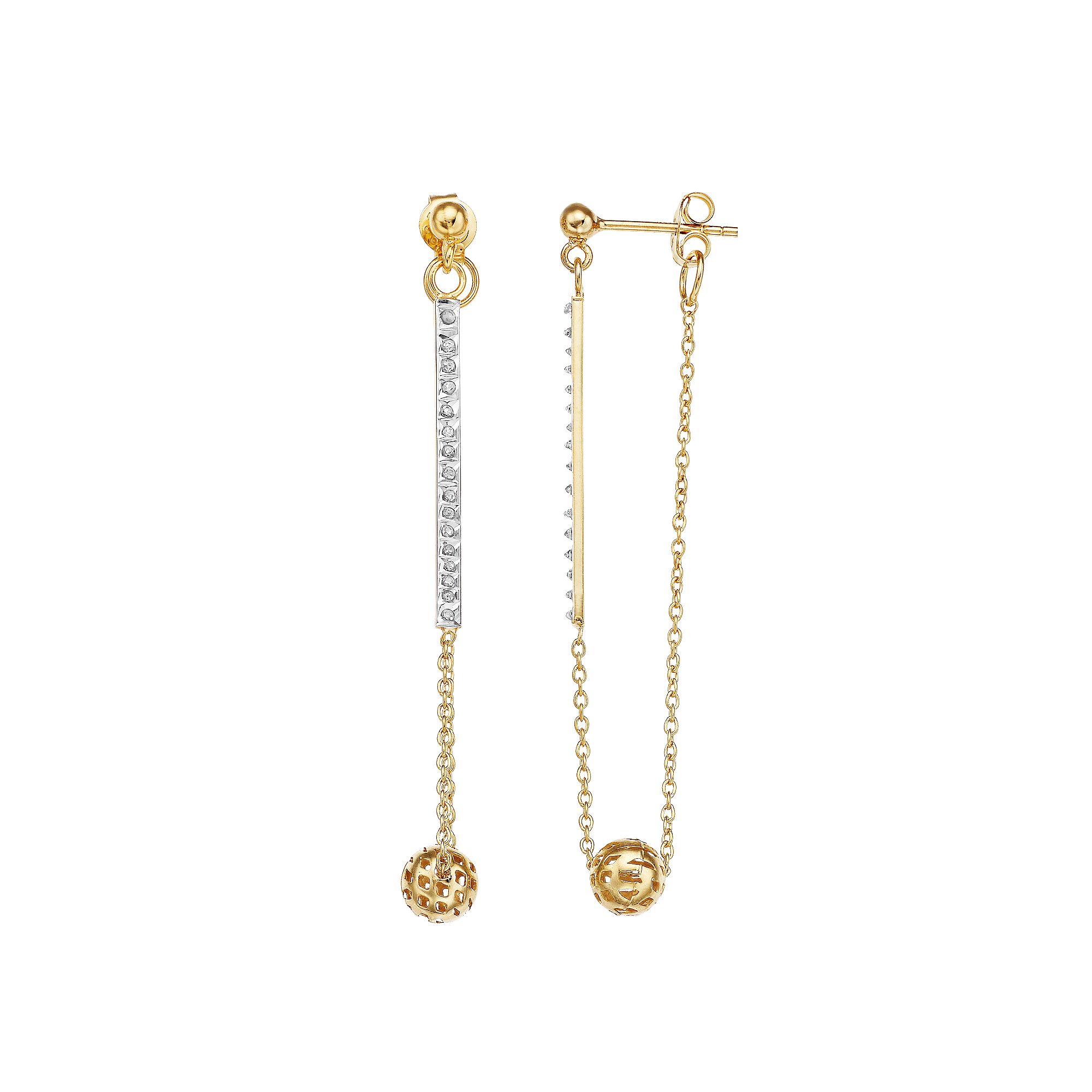 Diamond Mystique Sterling Silver Diamond Accent Ball Drop Earrings, Womens