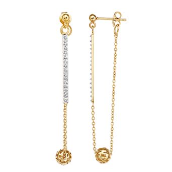 Diamond Mystique Sterling Silver Diamond Accent Ball Drop Earrings